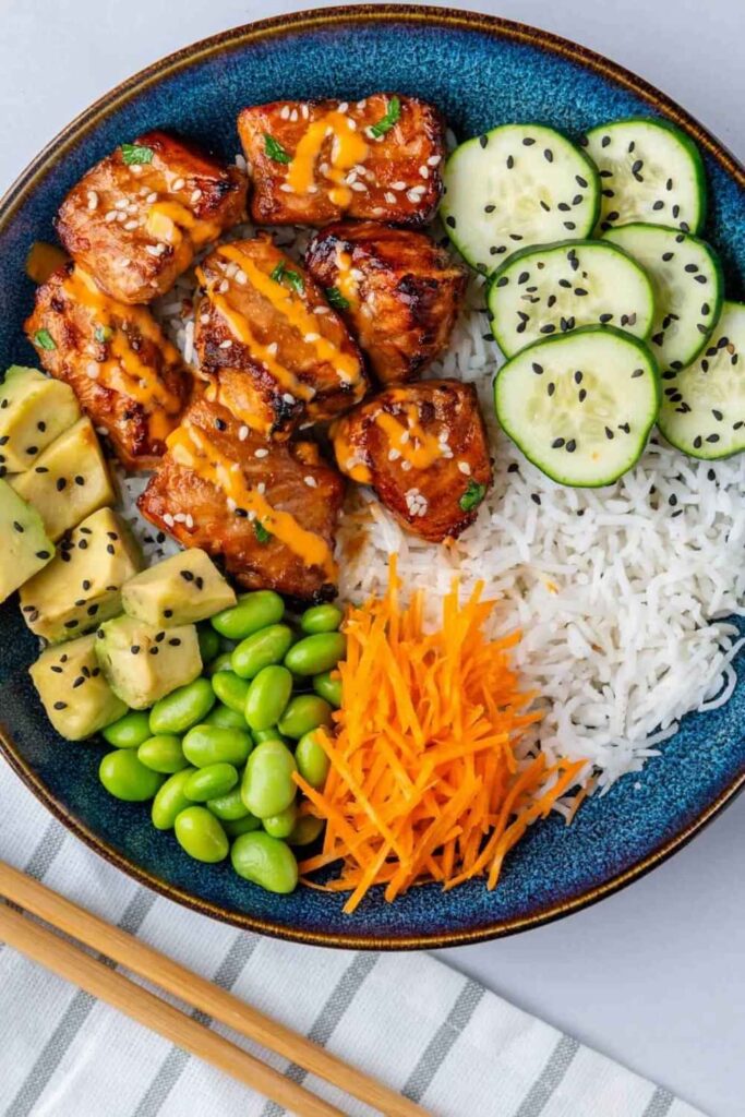 Air Fryer Teriyaki Salmon Bowls