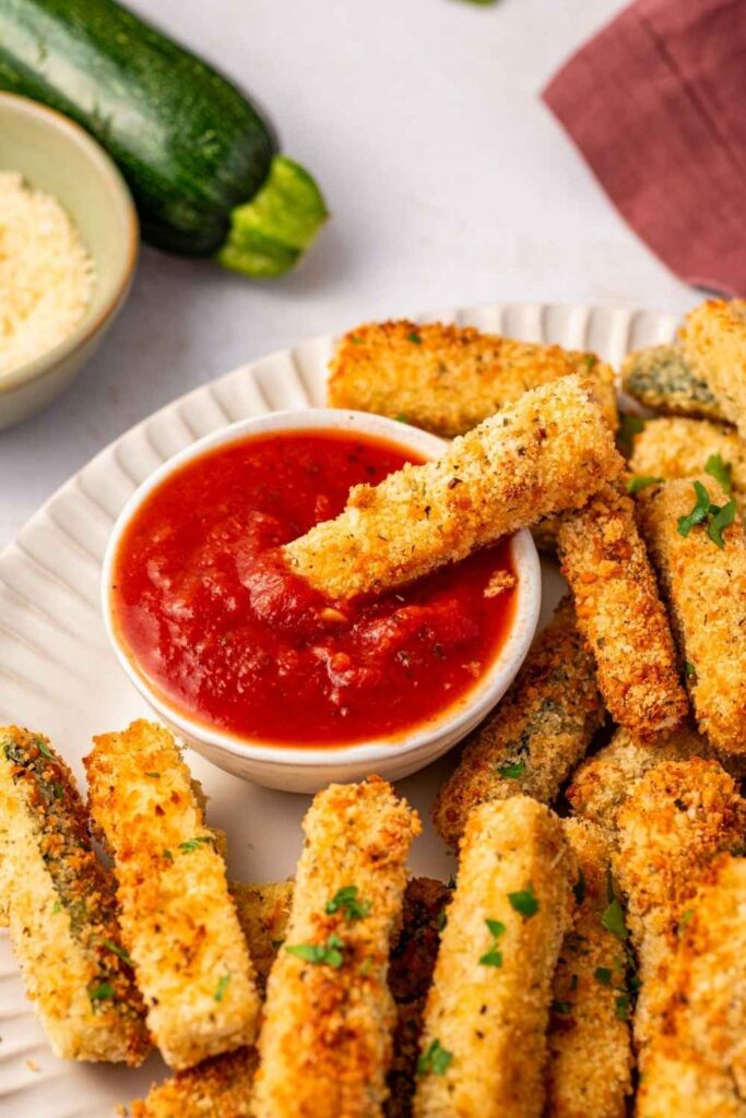 Air Fryer Zucchini Fries With Parmesan Coating