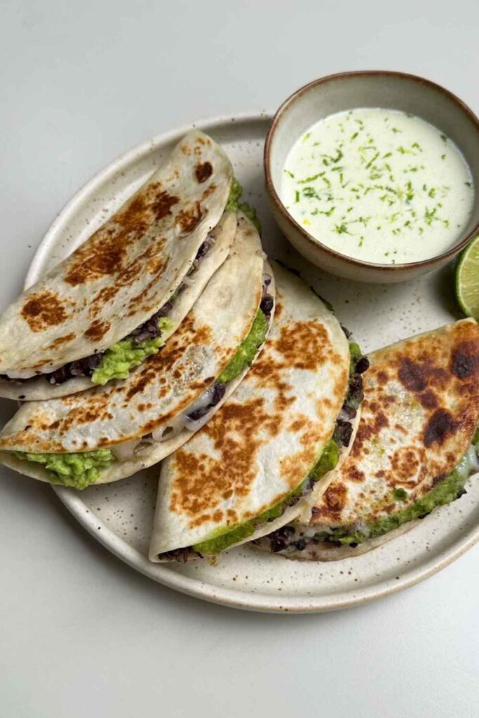 Black Bean Quesadilla with Greek Yogurt "Sour Cream"