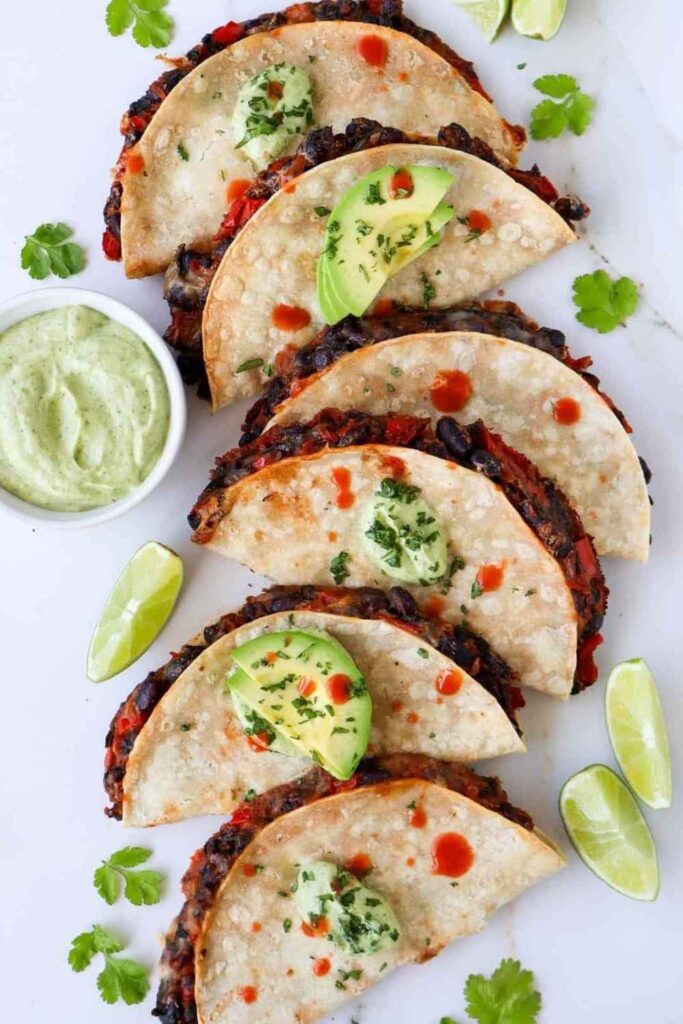 Black Bean Tacos with Avocado Crema