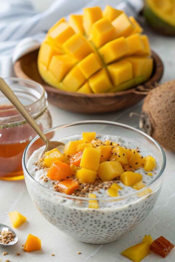 Chia Seed Pudding with Mango and Coconut