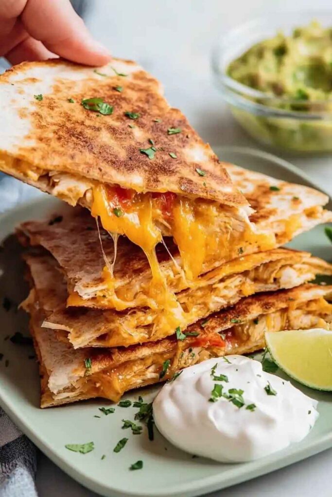 Chicken Quesadillas with Chipotle Sour Cream