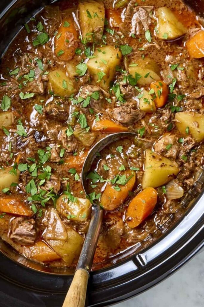 Classic Beef and Vegetable Stew Slow Cooker Version