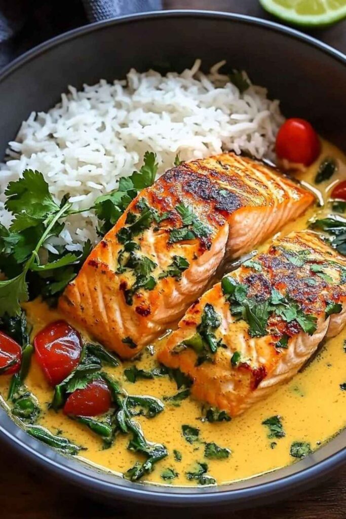 Coconut Curry Salmon with Rice