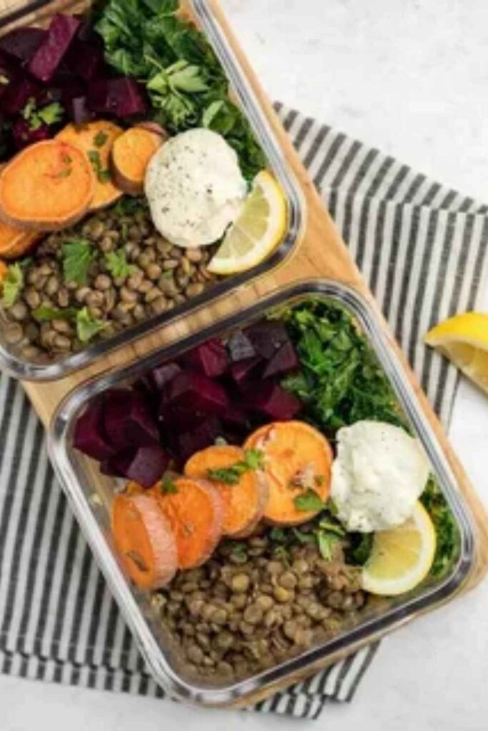 Cold Lentil & Roasted Veggie Bowl