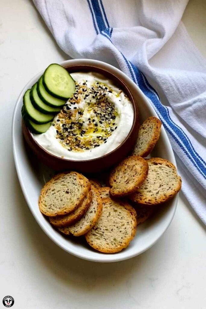 Cottage Cheese Bowl With Cucumber and Everything Bagel Seasoning