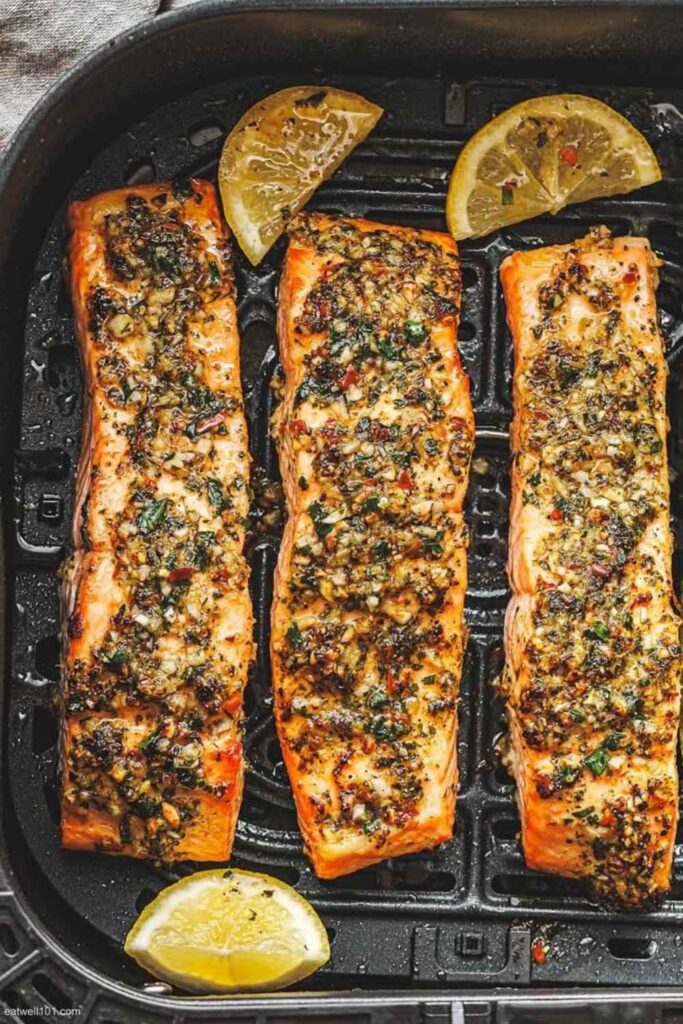 Crispy Air Fryer Salmon With Garlic Herb Crust