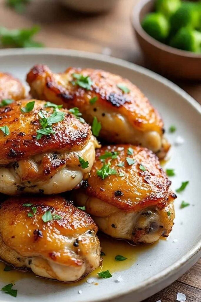 Crispy Garlic Butter Chicken Thighs