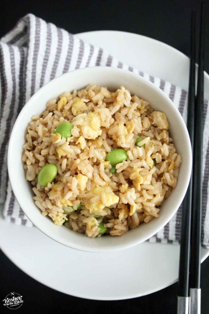 Edamame and Egg White Fried Rice Bowl