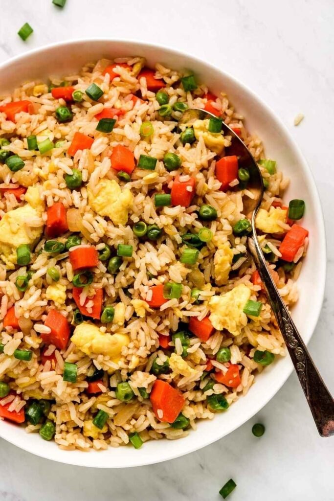 Egg and Vegetable Fried Rice Low-Oil Method