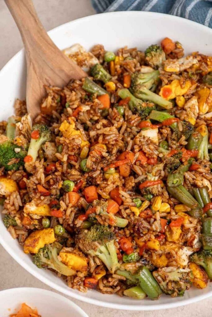 Egg Fried Rice With Frozen Vegetables