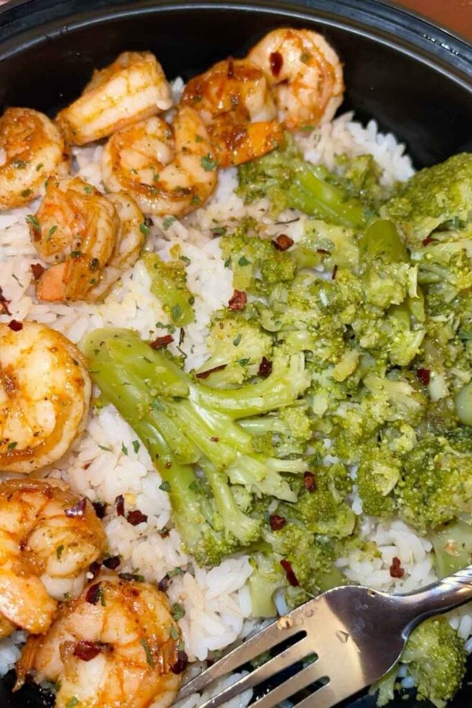 Garlic Butter Shrimp with Rice and Broccoli