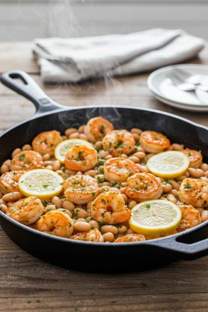 Garlicky Shrimp and White Bean Skillet