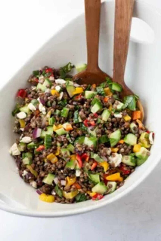 Greek Lentil Salad No Cooking Required