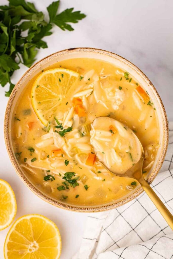 Greek Lemon Chicken Orzo Soup-Pasta