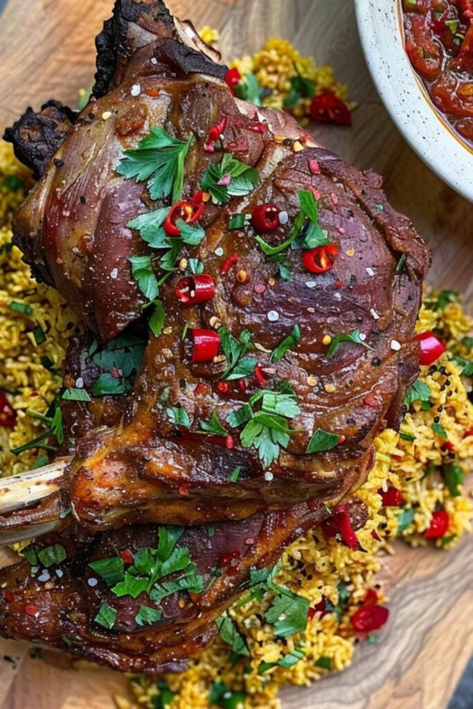 Lamb Shoulder With Harissa and Chickpeas