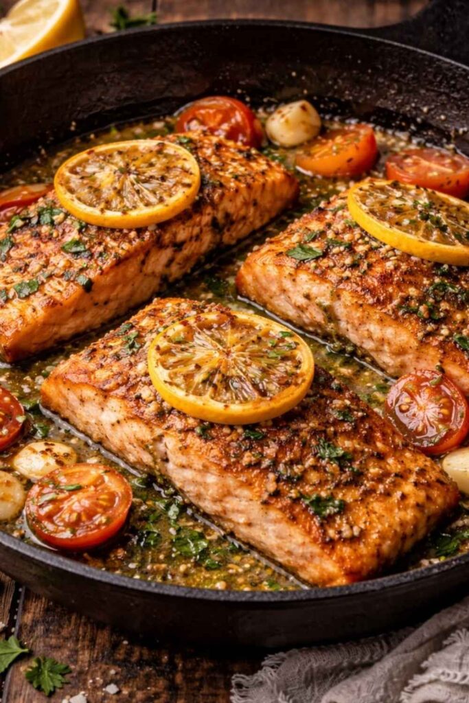 Lemon Herb Salmon in a Skillet