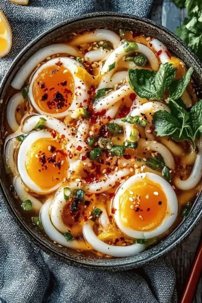 Miso Soup With Noodles and a Soft Egg