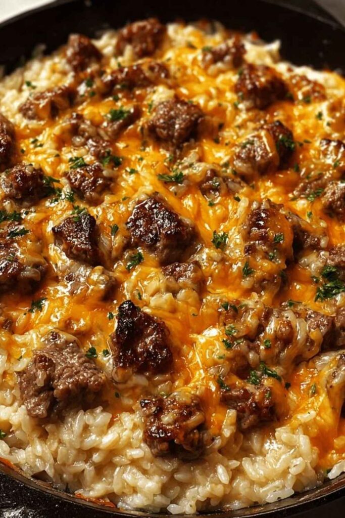 One Skillet Beef and Rice Dirty Rice Style