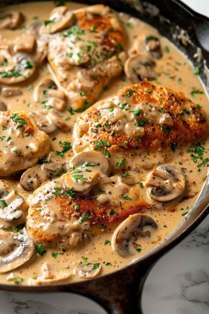 One Pot Chicken and Mushroom Stroganoff