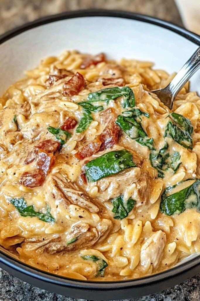 One-Pot Creamy Tuscan Chicken Orzo