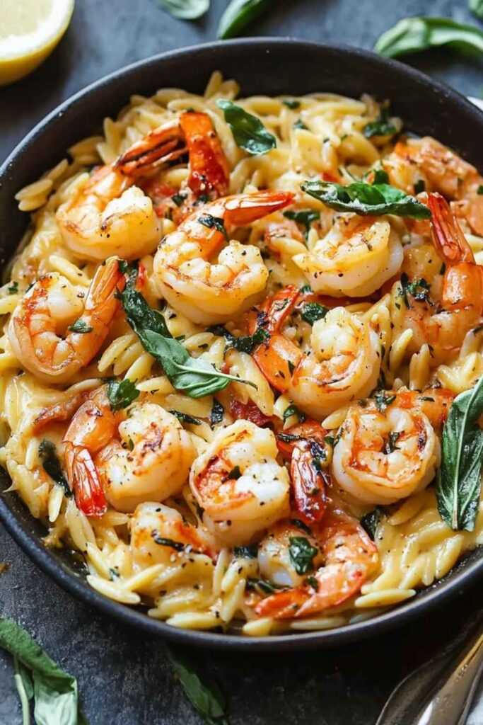 One Pot Lemon Herb Orzo with Shrimp