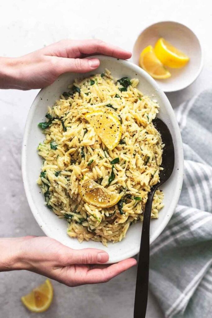 One-Pot Lemon Herb Orzo with Spinach