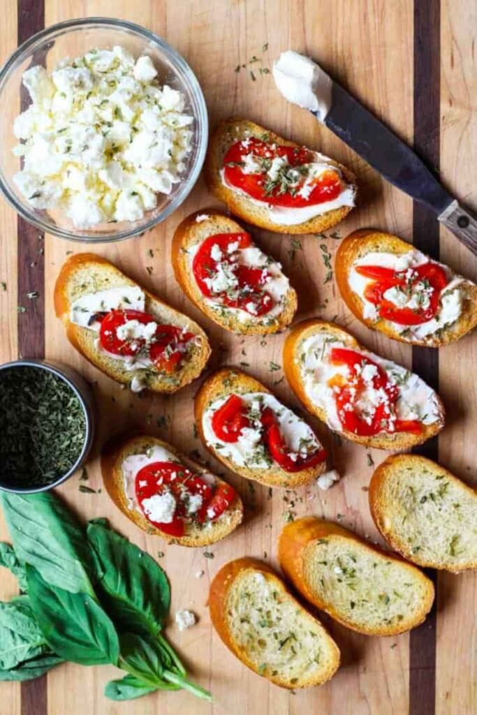 Ricotta and Roasted Red Pepper Crostini
