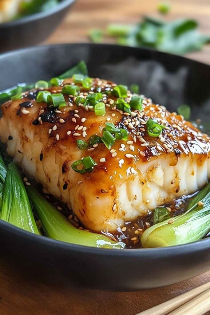 Salmon with Miso Glaze and Sesame Bok Choy