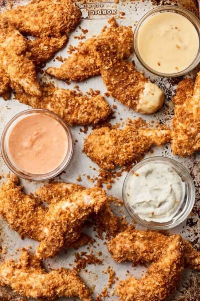 Sheet Pan Chicken Tenders with Dipping Sauce Options