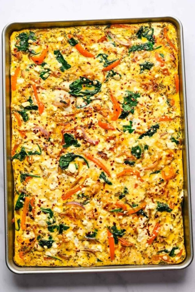 Sheet Pan Frittata With Feta and Roasted Vegetables