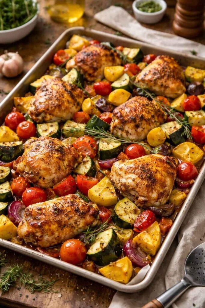 Sheet Pan ChickenThighs With Roasted Veggies One Pan, Zero Regrets