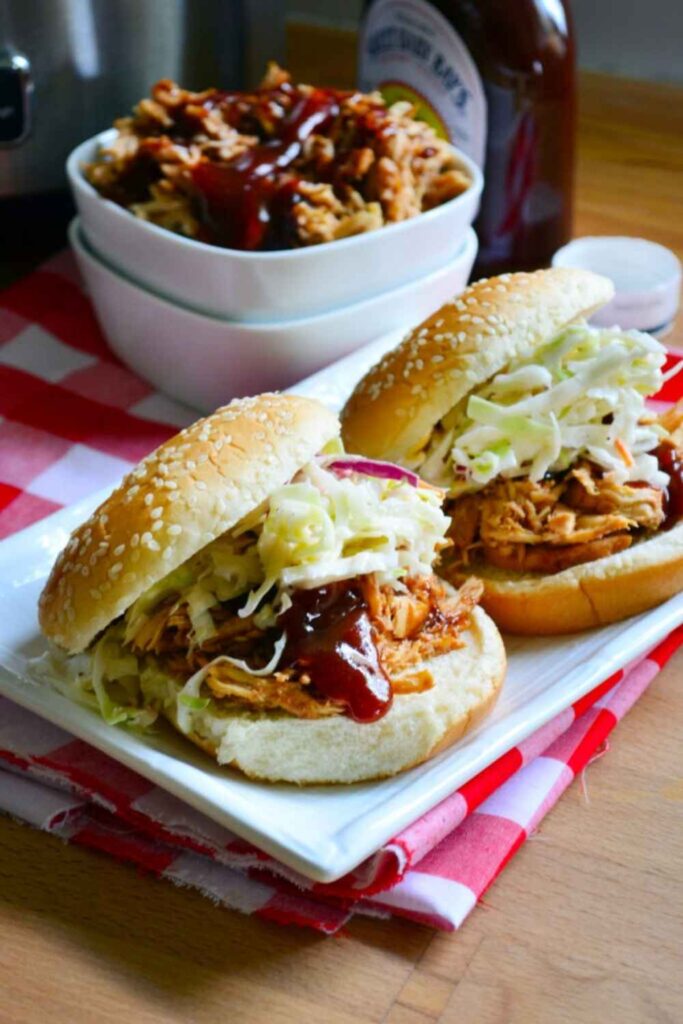 Slow Cooker BBQ Pulled Chicken Sandwiches