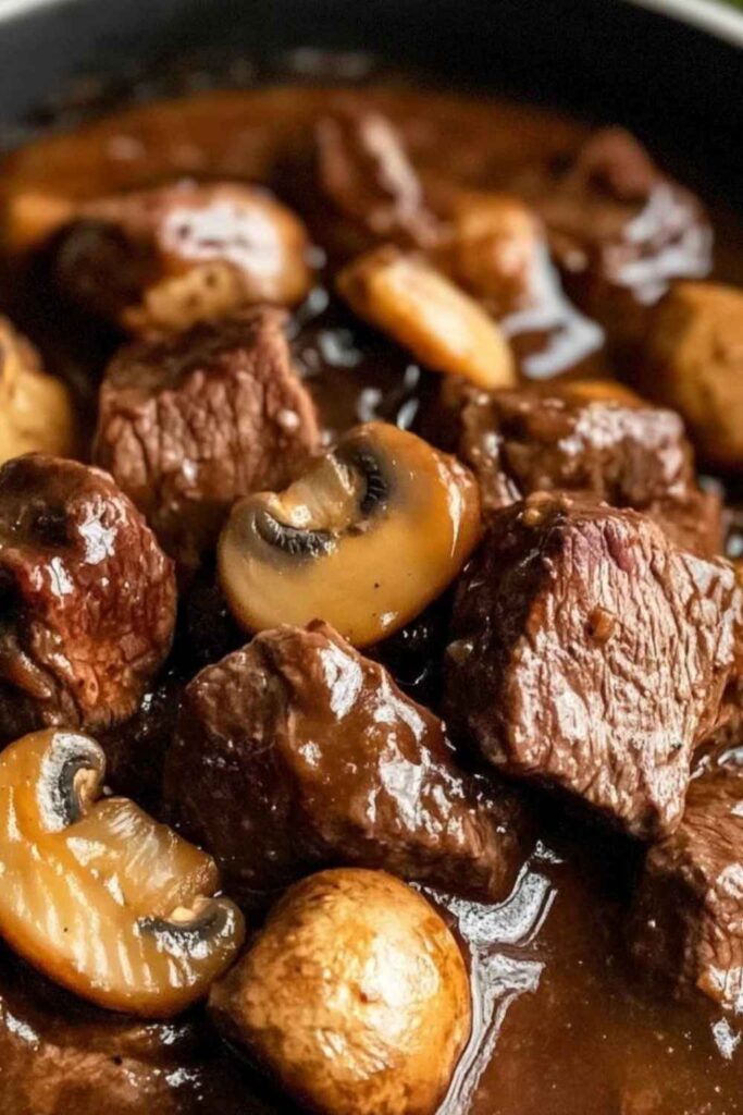 Slow Cooker Balsamic Beef and Mushroom Stew