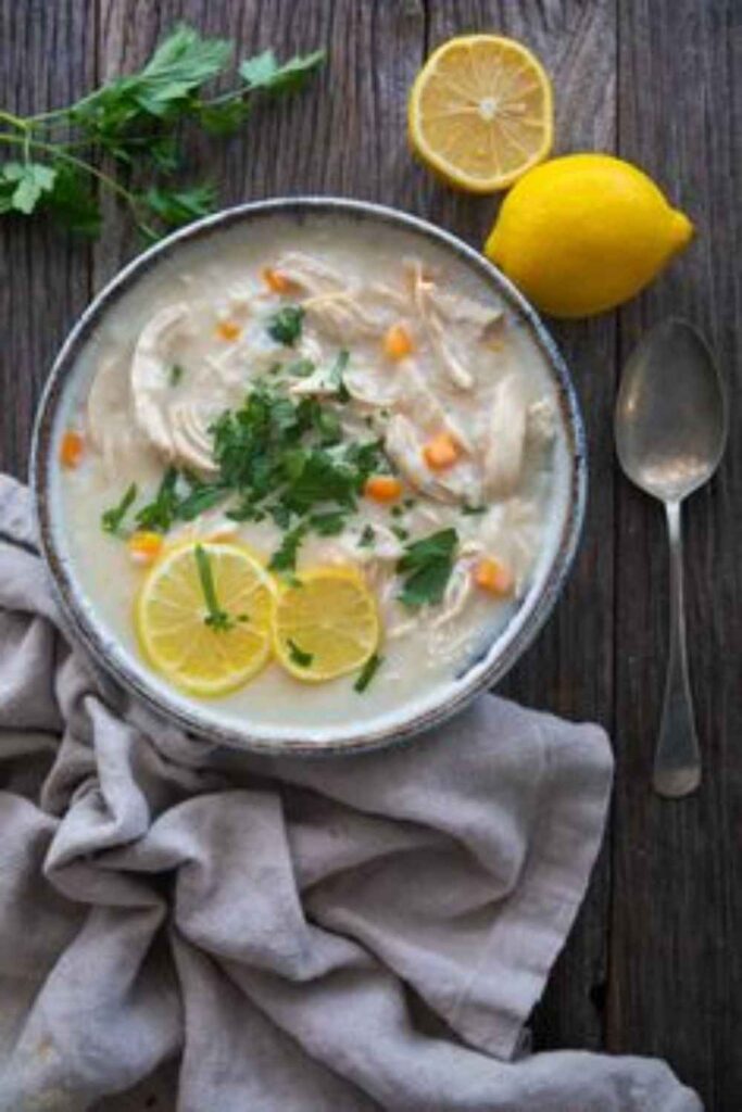 Slow Cooker Greek Lemon Rice Soup Avgolemono-Style