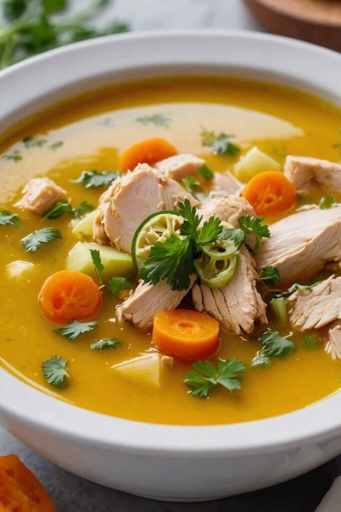 Slow Cooker Turmeric Chicken Bone Broth Soup
