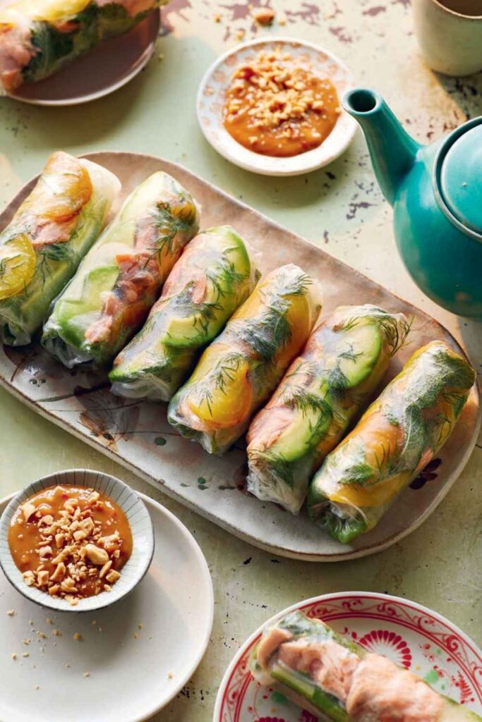 Smoked Salmon and Avocado Rice Paper Rolls