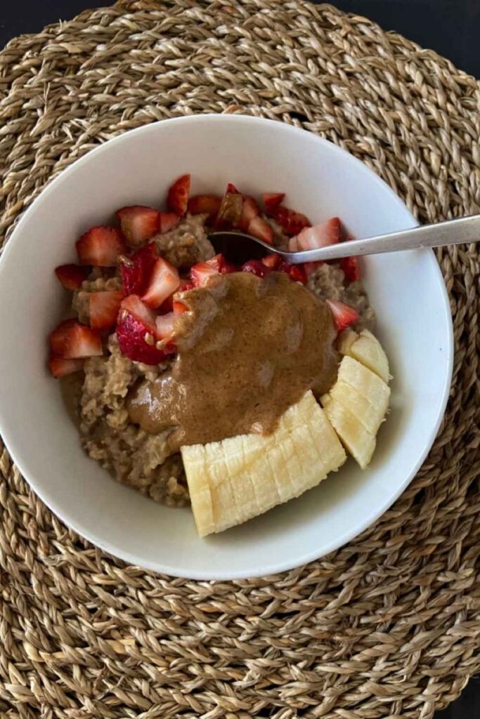 Strawberry Almond Butter Smoothie Bowl With Oat Base