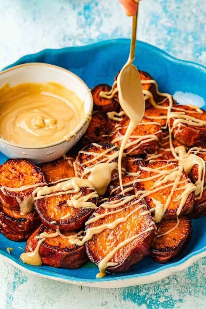 Sweet Potato Rounds With Tahini Drizzle