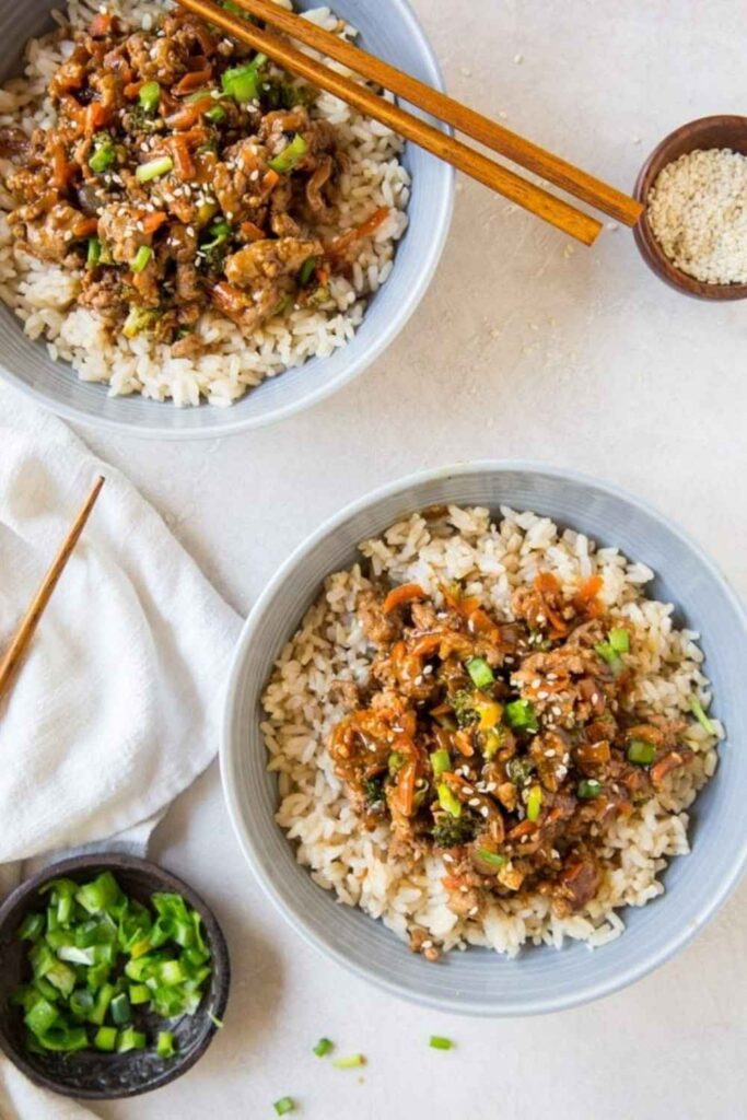 Teriyaki Ground Turkey Rice Bowls