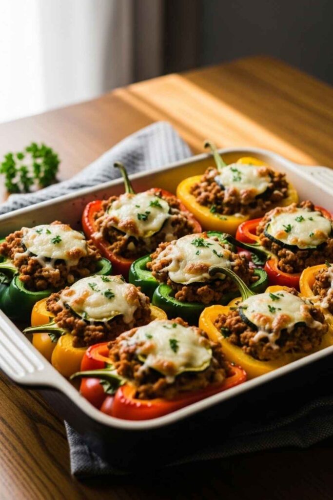 Turkey and Zucchini Stuffed Bell Peppers