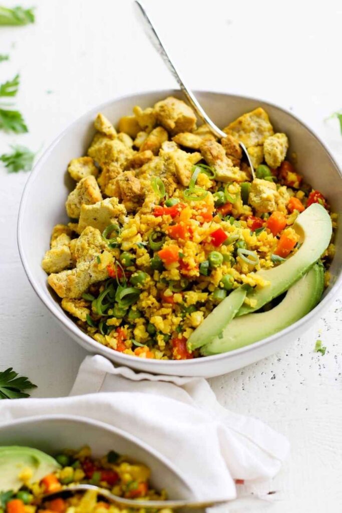turmeric cauliflower rice pot golden cozy vegetarian