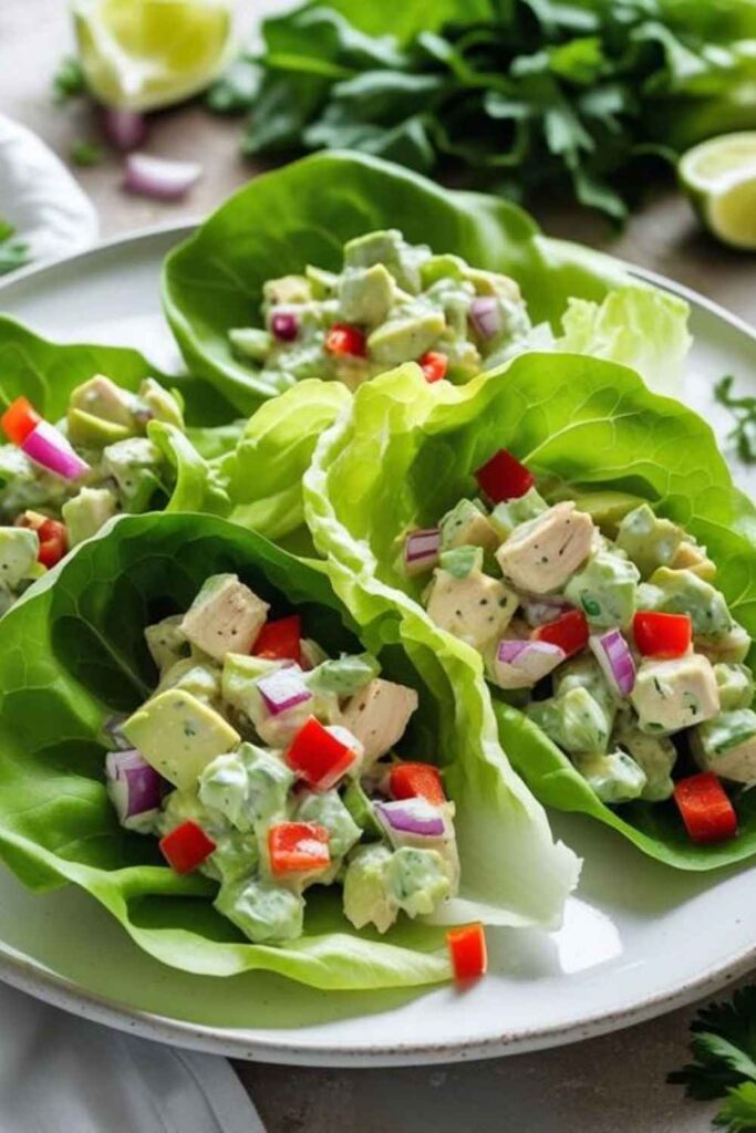 Avocado Chicken Salad Lettuce Cups