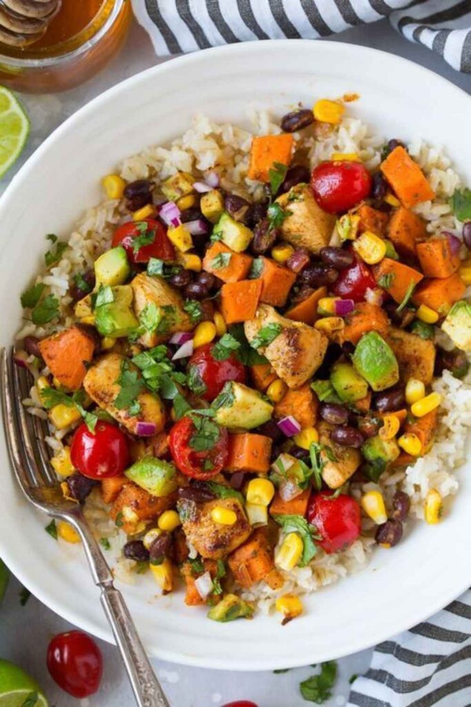 Black Bean and Sweet Potato Burrito Bowls