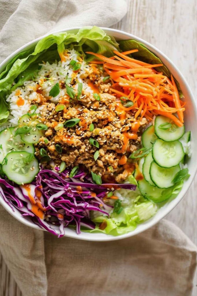 Ground Turkey Lettuce Wraps with Ginger and Sesame