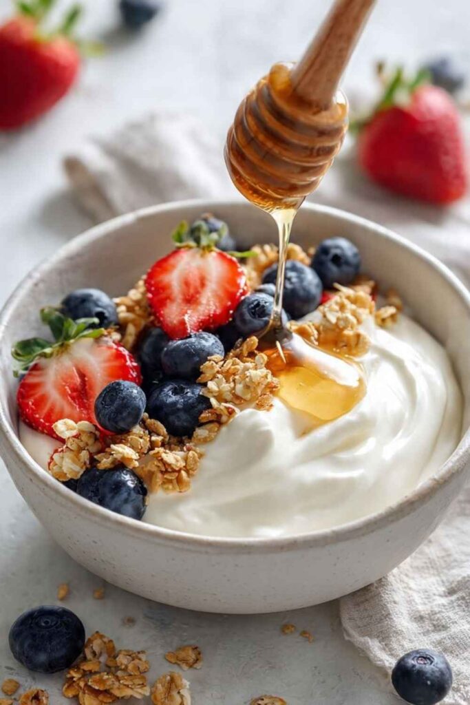High-Protein Greek Yogurt Bowl With Berries and Hemp Seeds