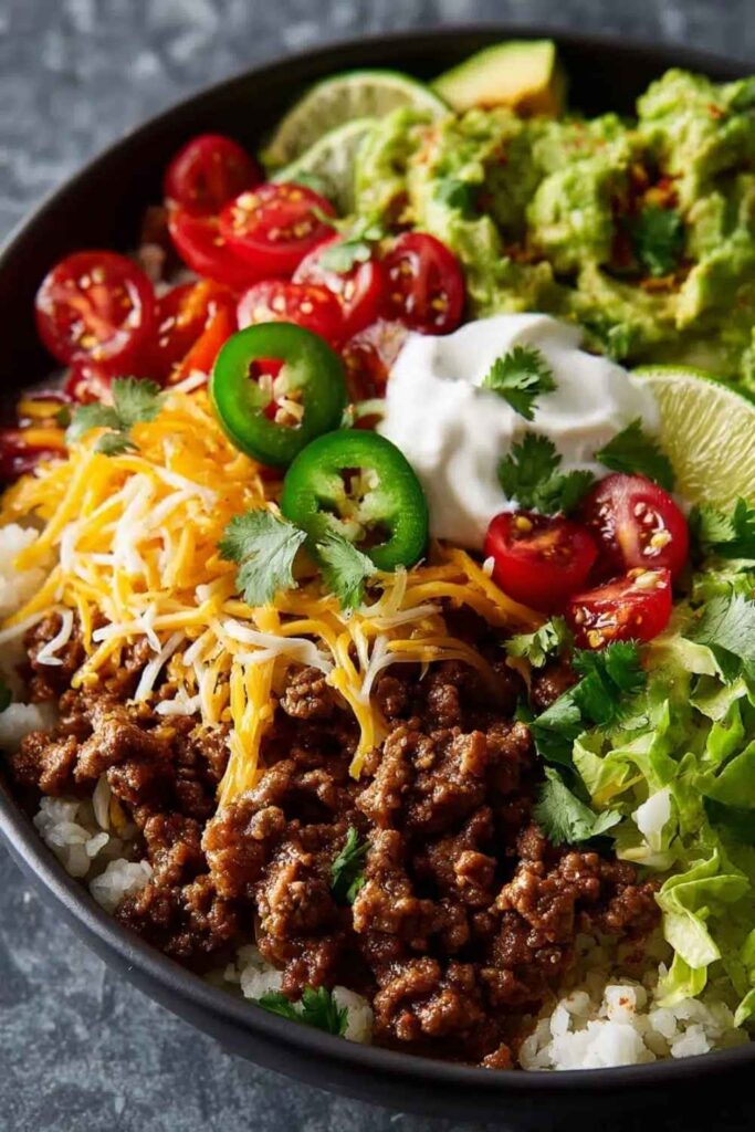 Keto Taco Bowl with Cauliflower Rice