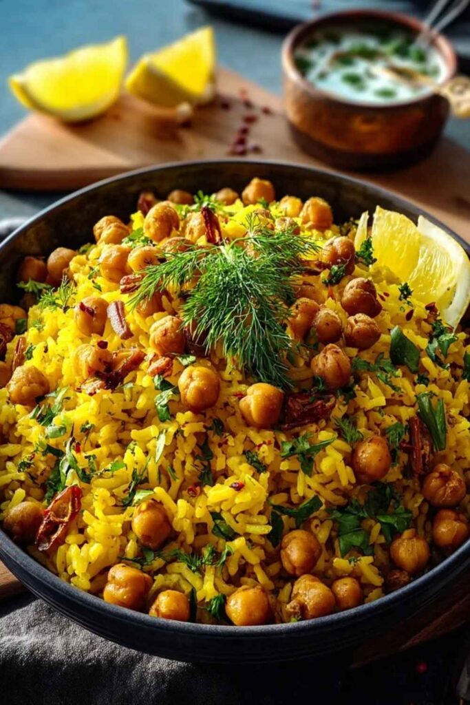 Lemon Turmeric Rice with Chickpeas