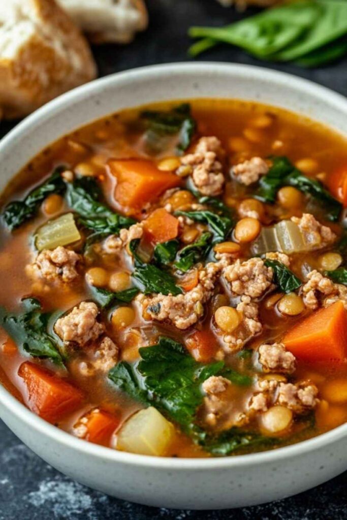 Lentil and Ground Turkey Soup
