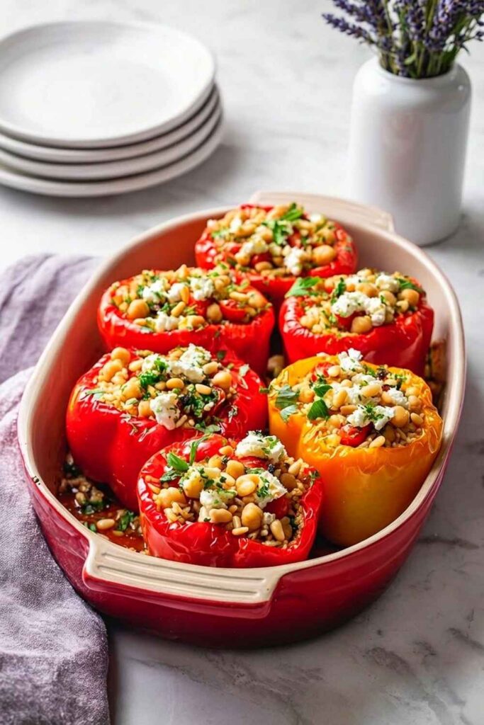 25 Easy Vegan Recipes That Actually Satisfy No Sad Salads Here 13 Mediterranean Stuffed Peppers